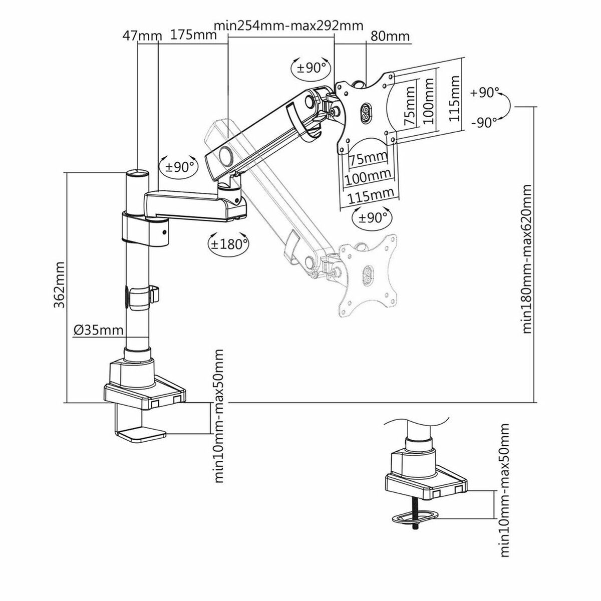 Monitor mount for table V7 DMPRO2TA-3E